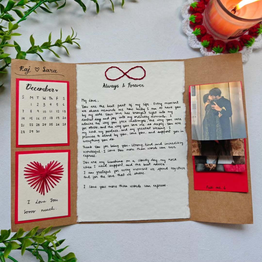 Handmade Creative Card titled Always and Forever with personalized floral design for anniversary gifts.
