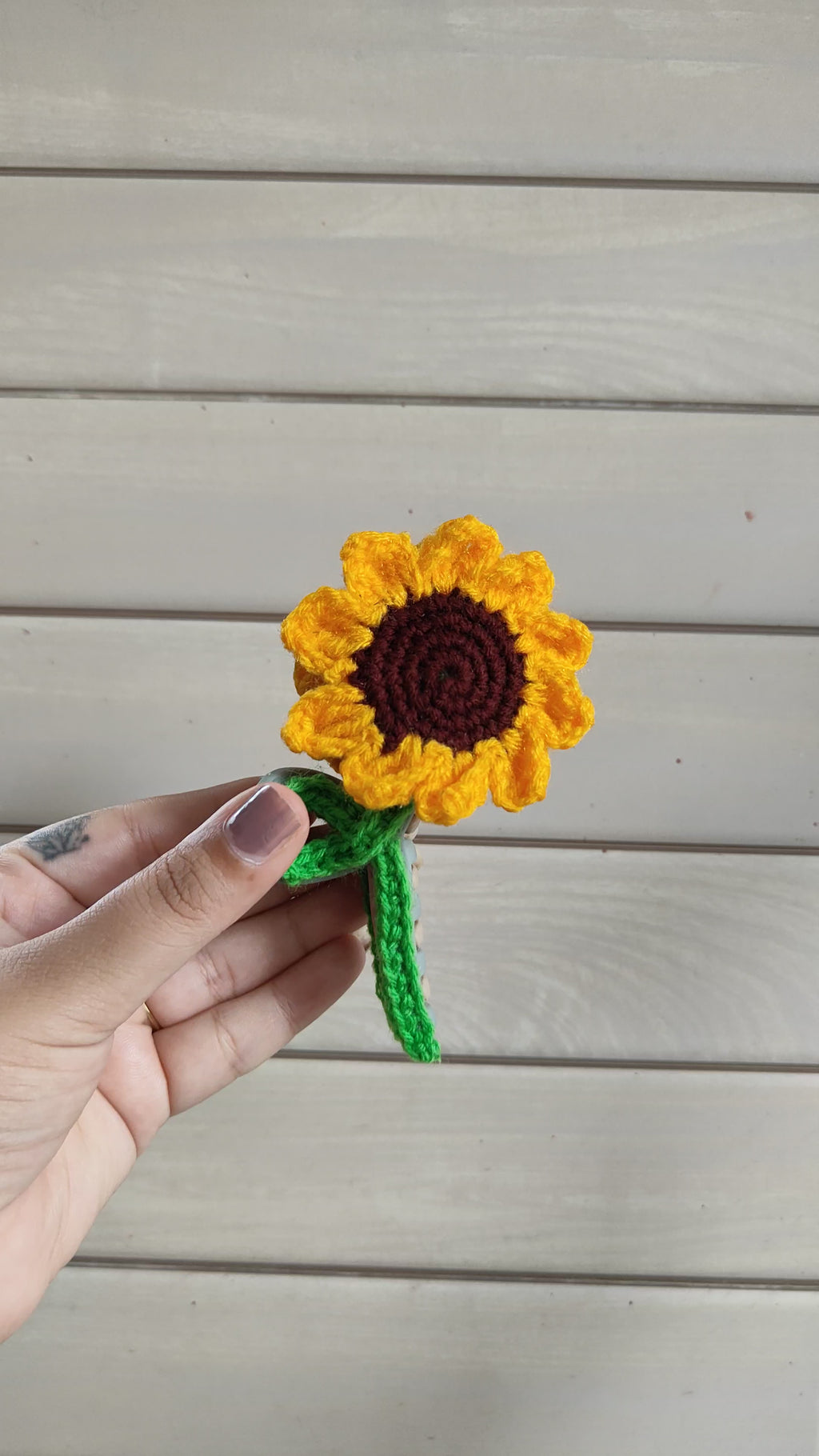 Handmade Crochet Sunflower Hair Claw Clip - Floral Hair Accessory