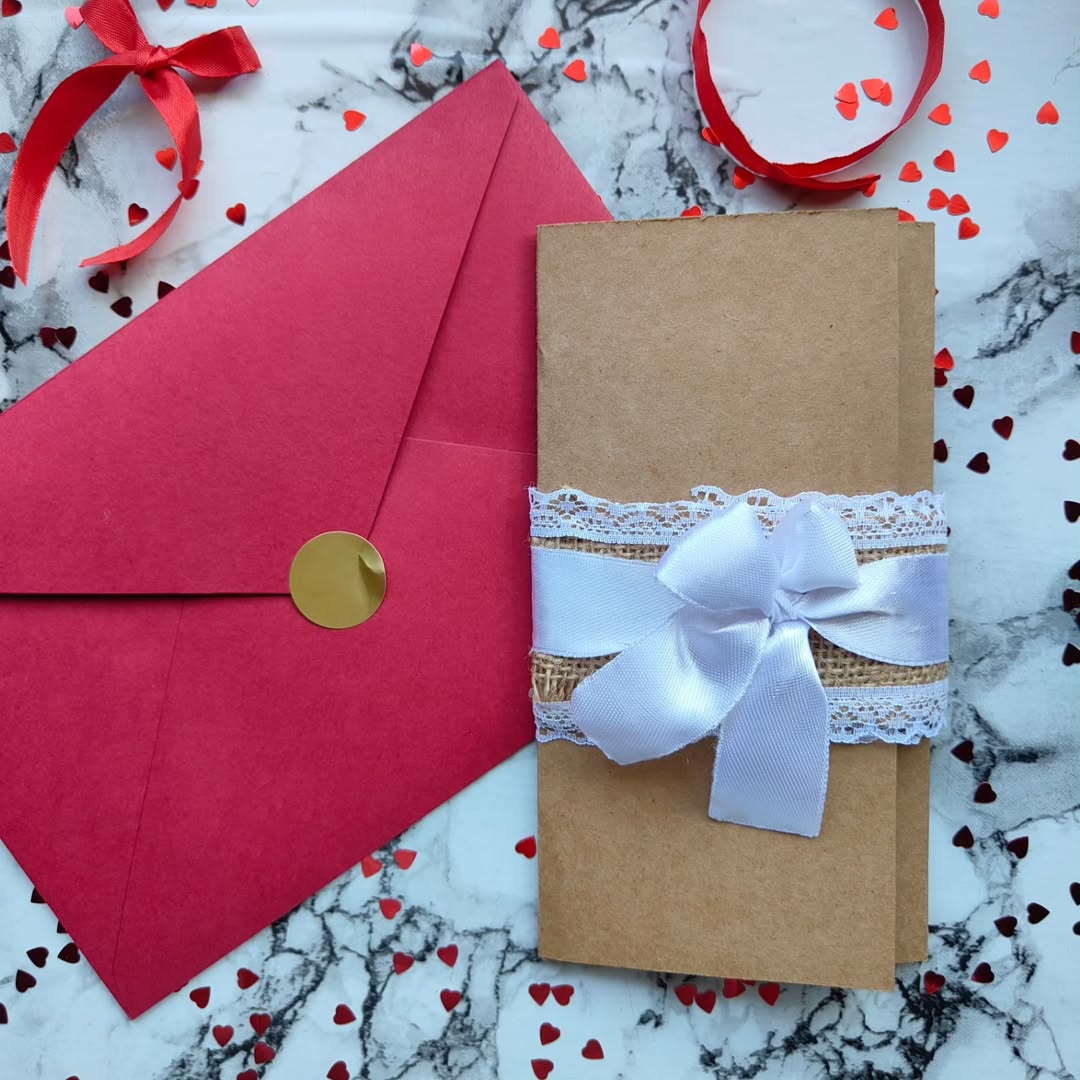 Handmade Vintage Brown Valentine's Card