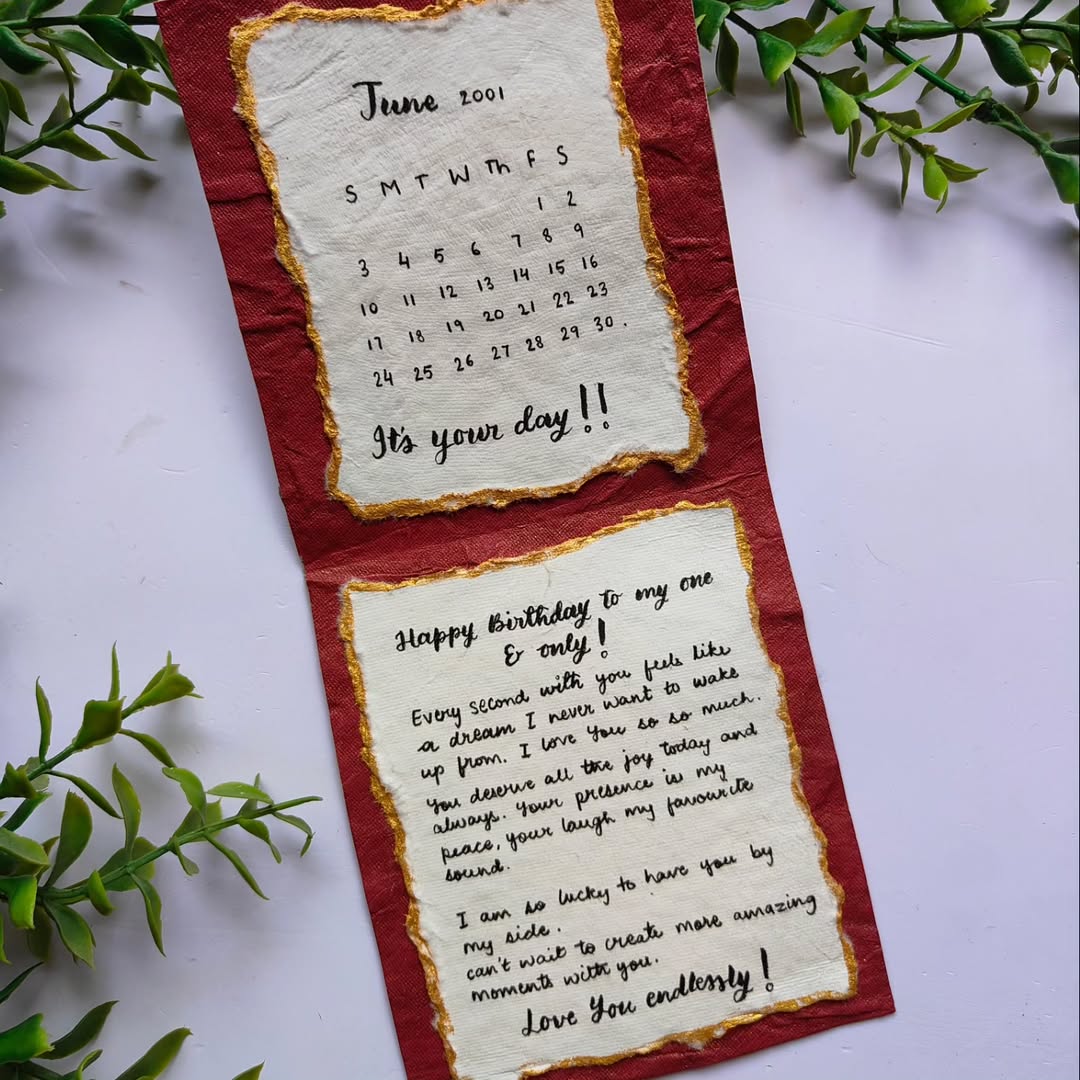 Handmade Red & Jute Birthday Card