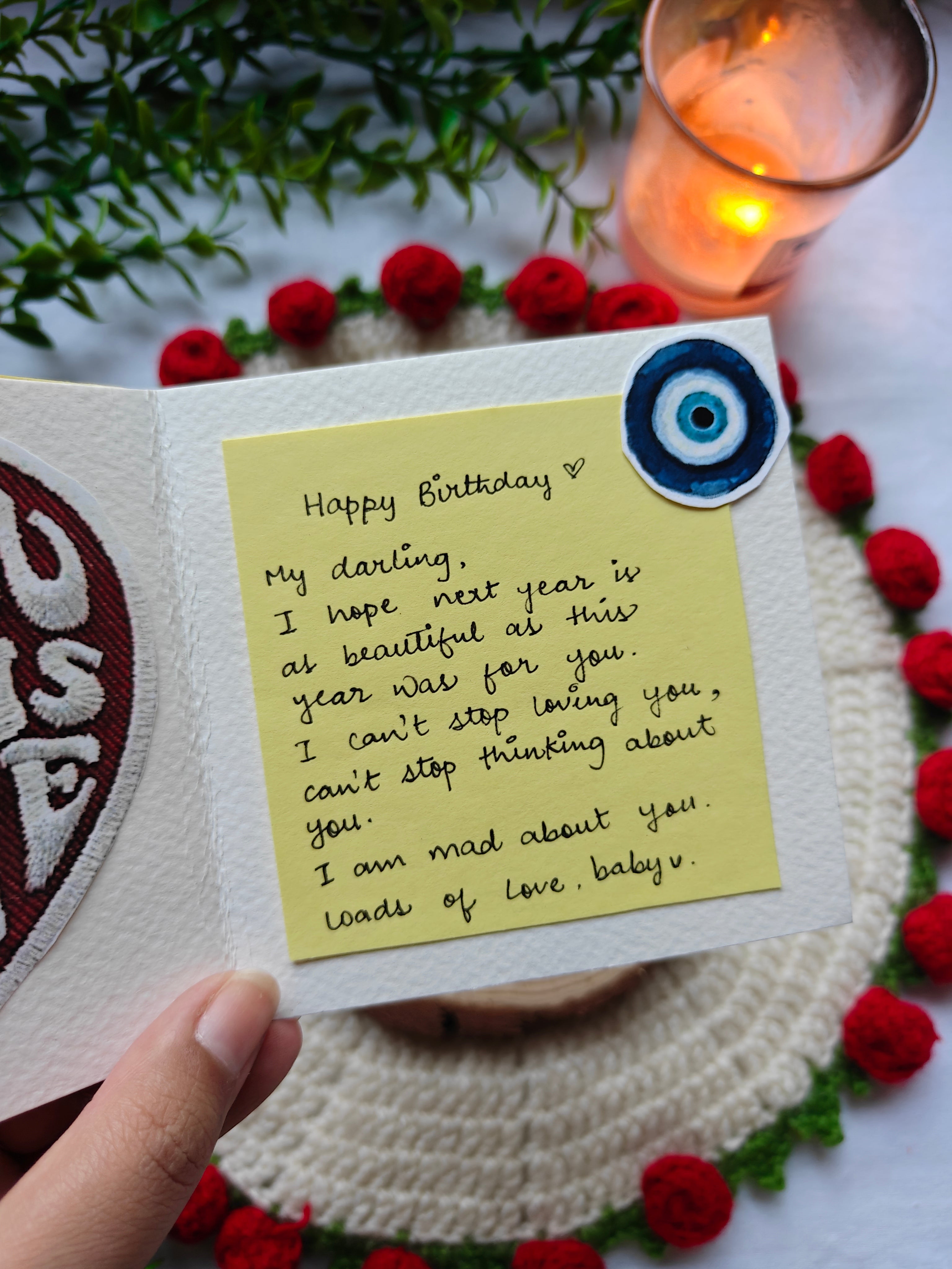 Handmade Popcorn Embroidery Birthday Card