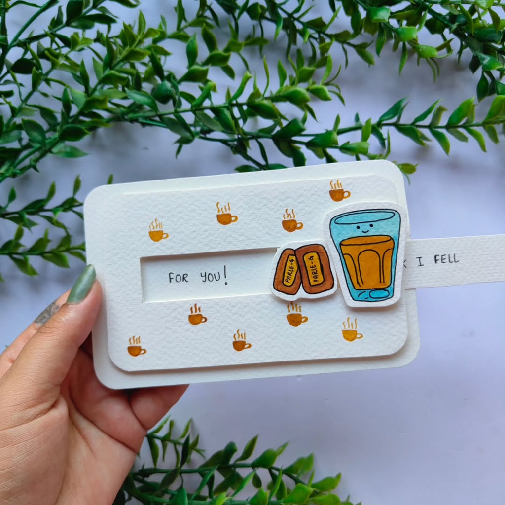 Handmade Tea and Parle-G Slider Card