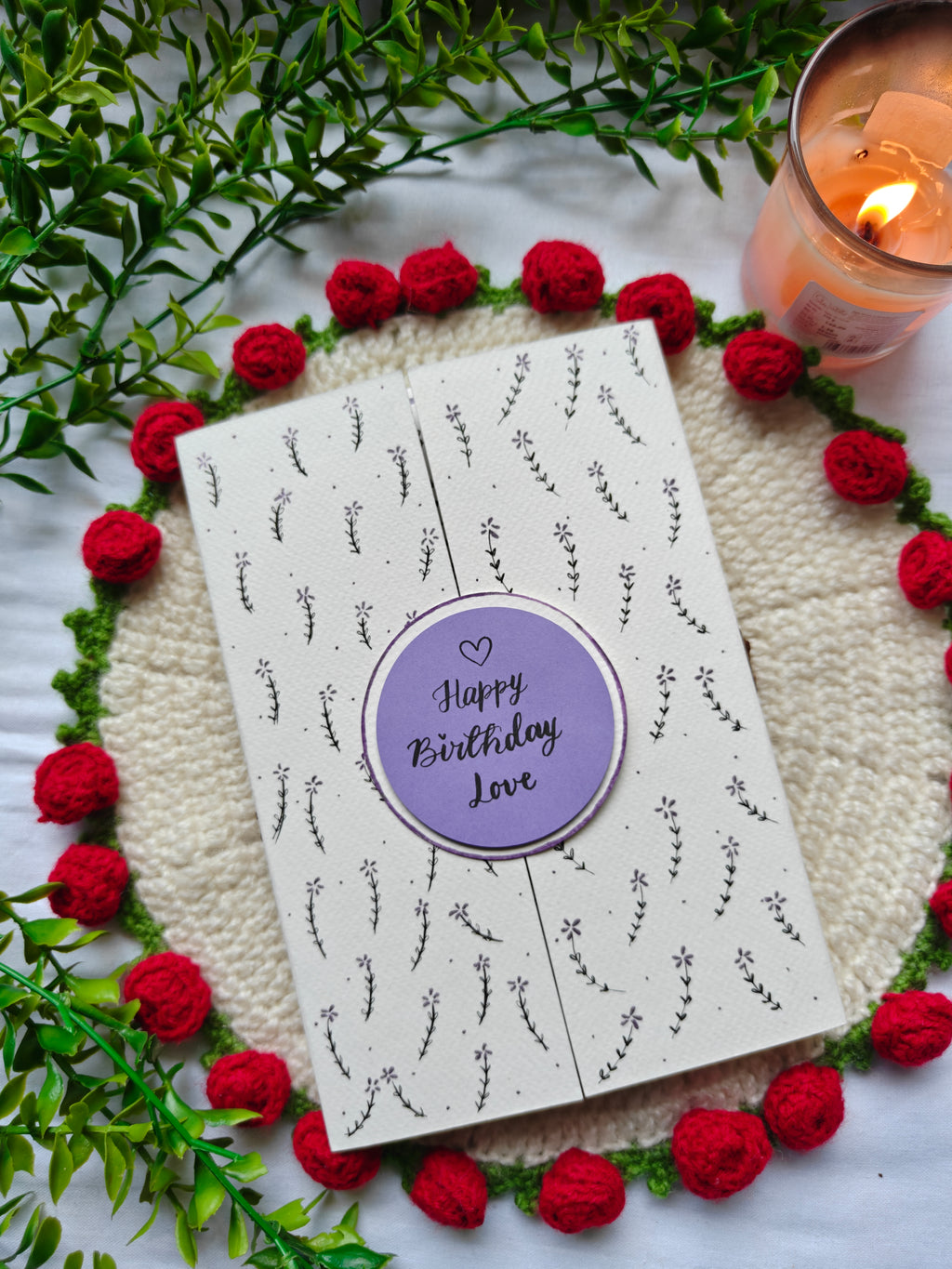 Handmade Pastel Purple Tri-Fold Birthday Card
