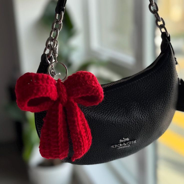 Handmade Crochet Bow Keychain
